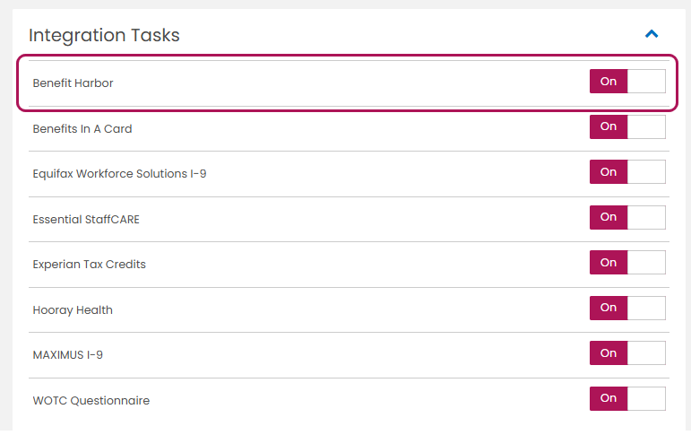 Integration Tasks section