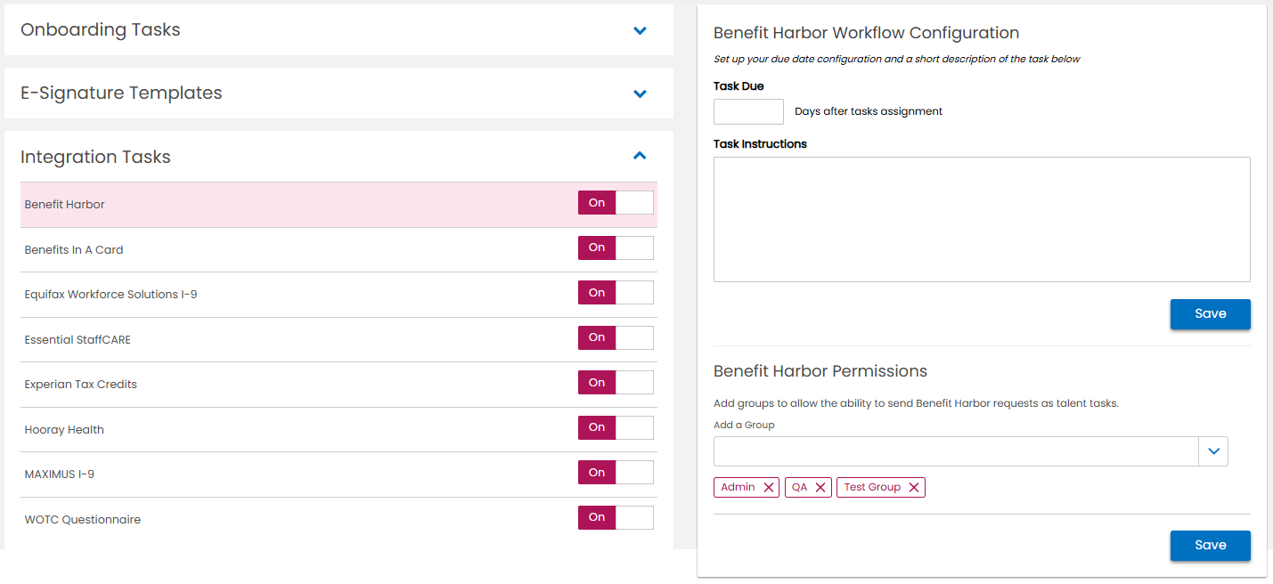 Task configuration