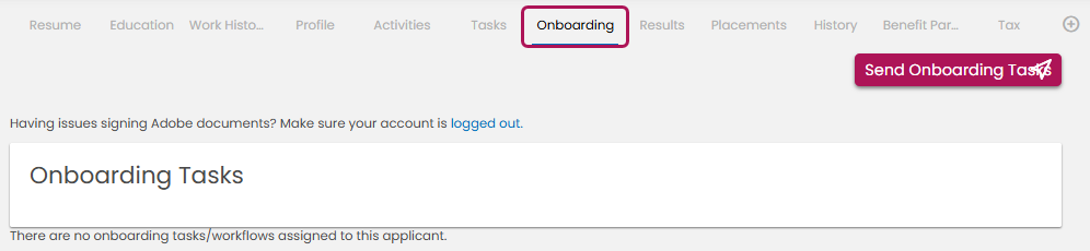 Onboarding tab