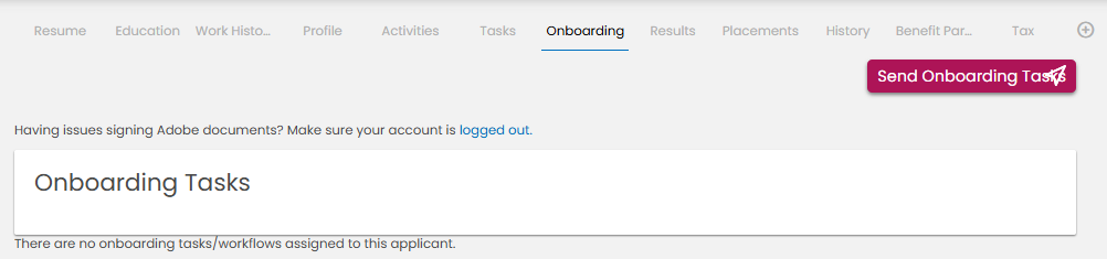 Send onboarding tasks flyout