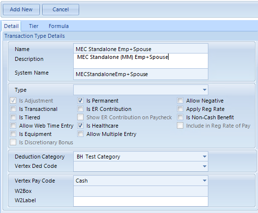 Transaction type example