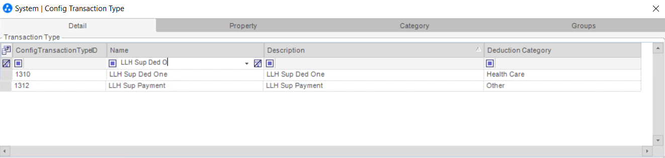 Transaction Type List