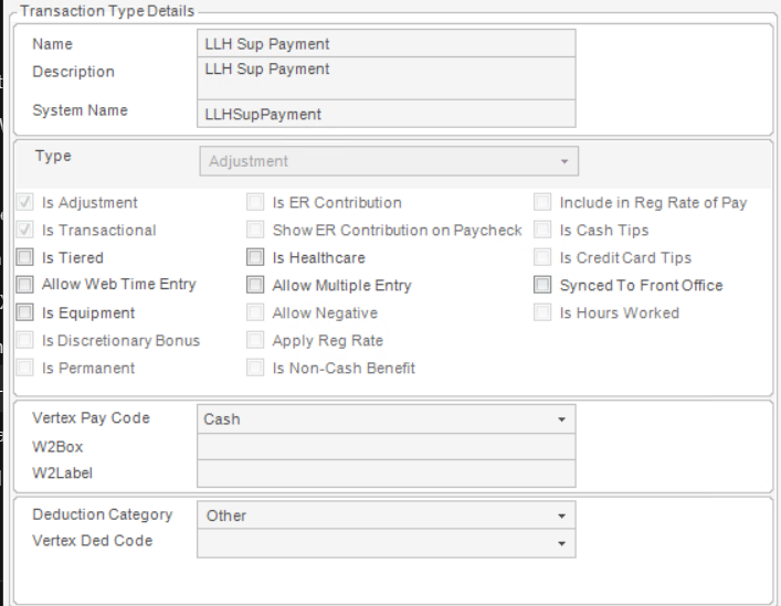 Payment Setup Screen