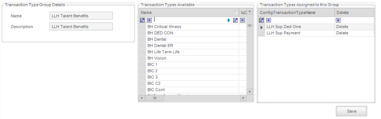 Transaction Type Group Configuration