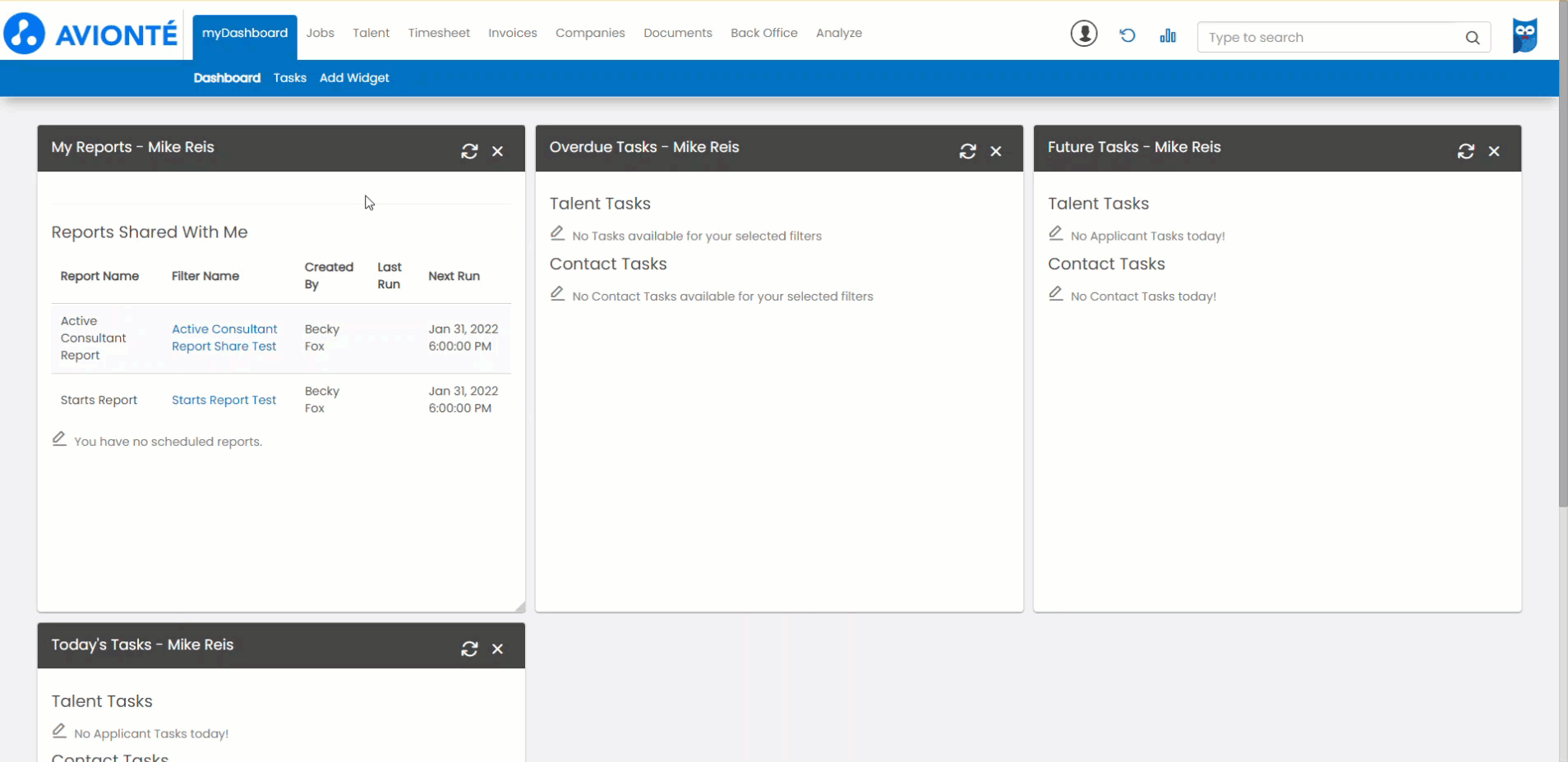 Dashboard - Add Widgets