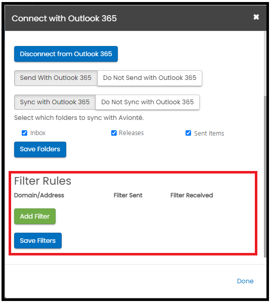 Filter Rules section