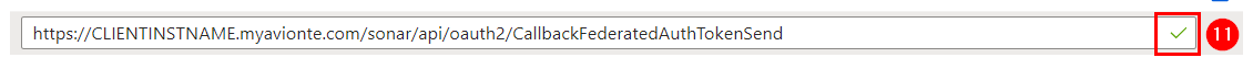 Example of a successfully added Federated Auth Token URI