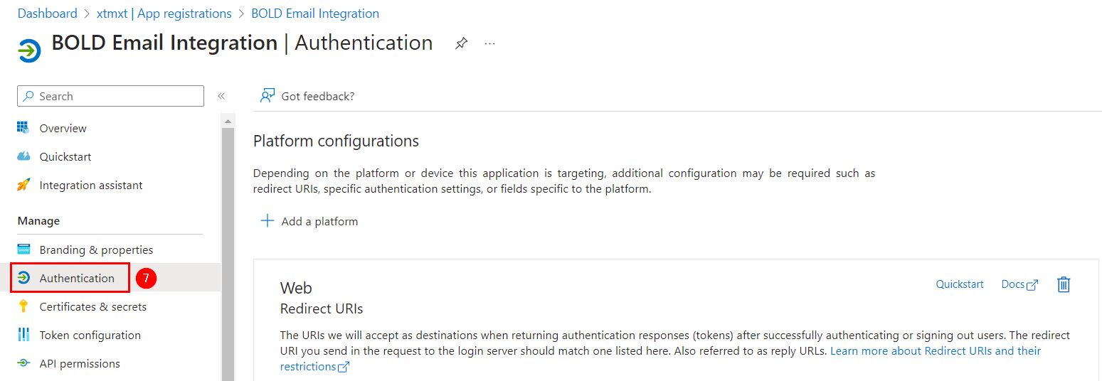 Authentication option in Azure app settings