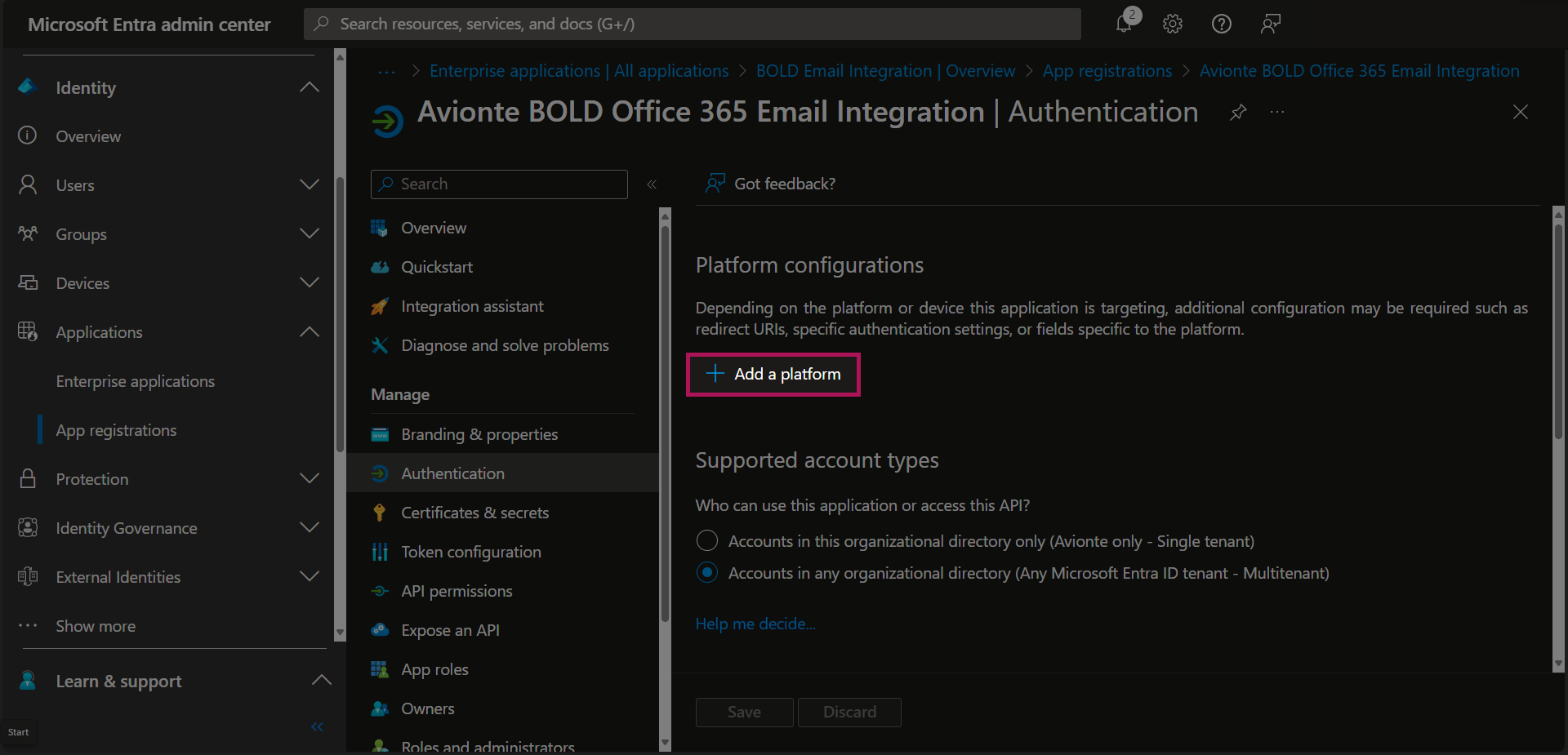 Entra - App Registrations - Bold Registration - Authentication - Add A Platform Button.png