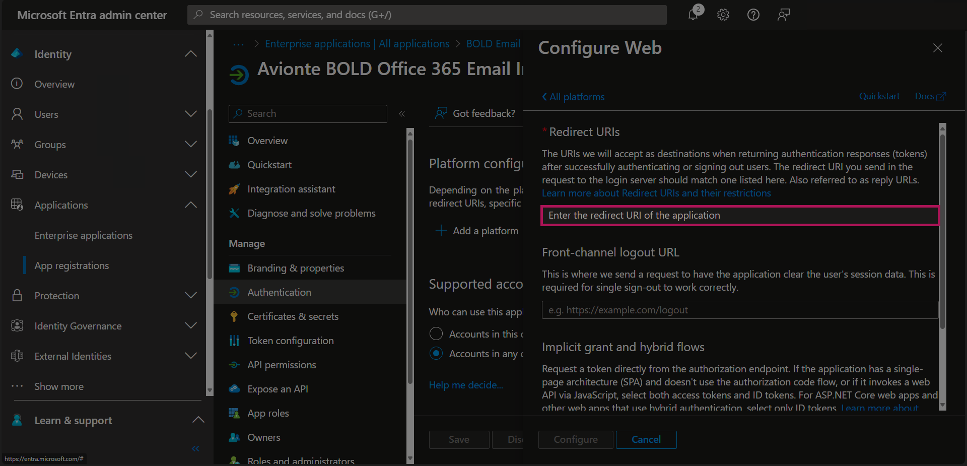 Entra - App Registrations - Bold Registration - Authentication - Configure Web - Enter URL Field.png