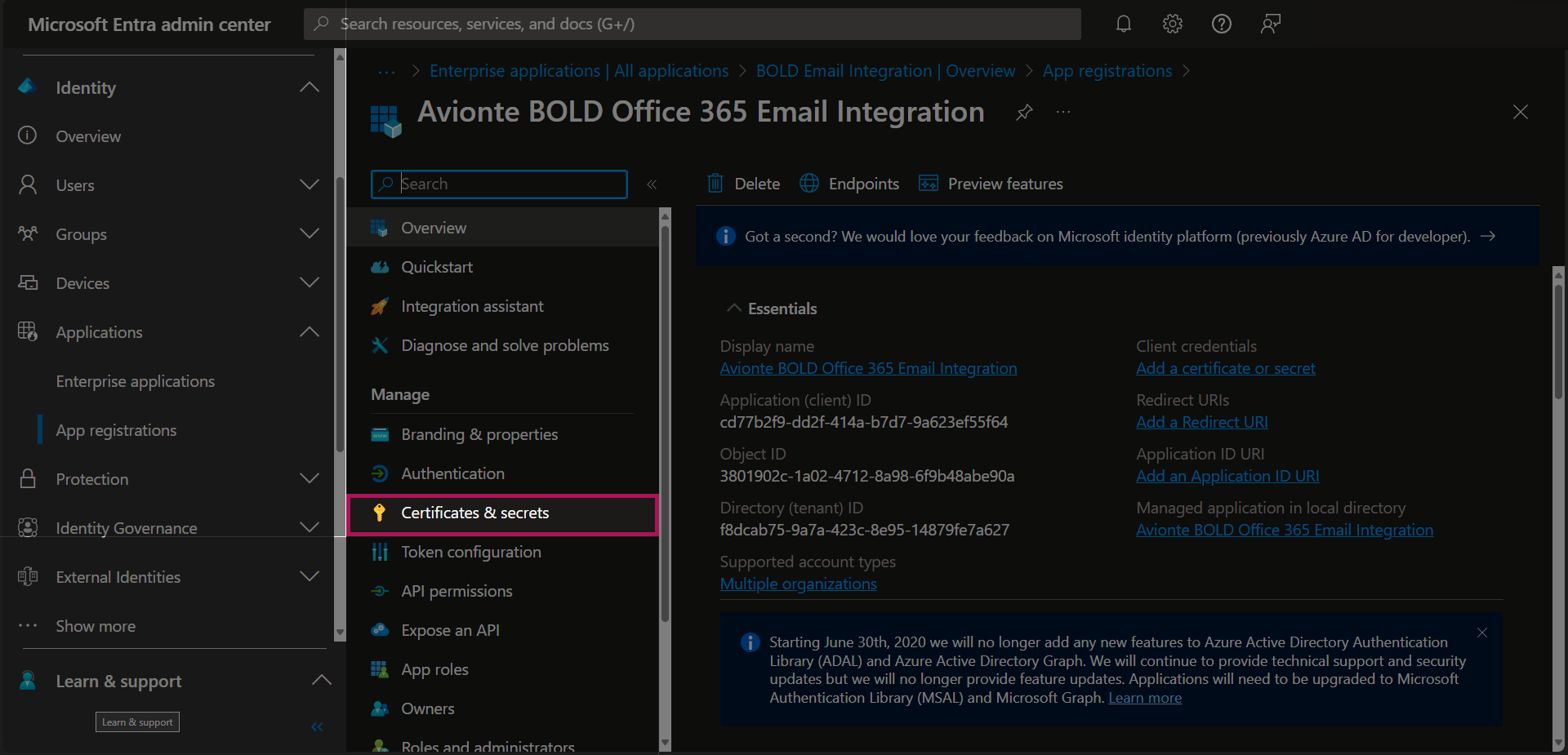 Entra - App Registrations - Bold Registration - Certs & Secrets Highlighted.png