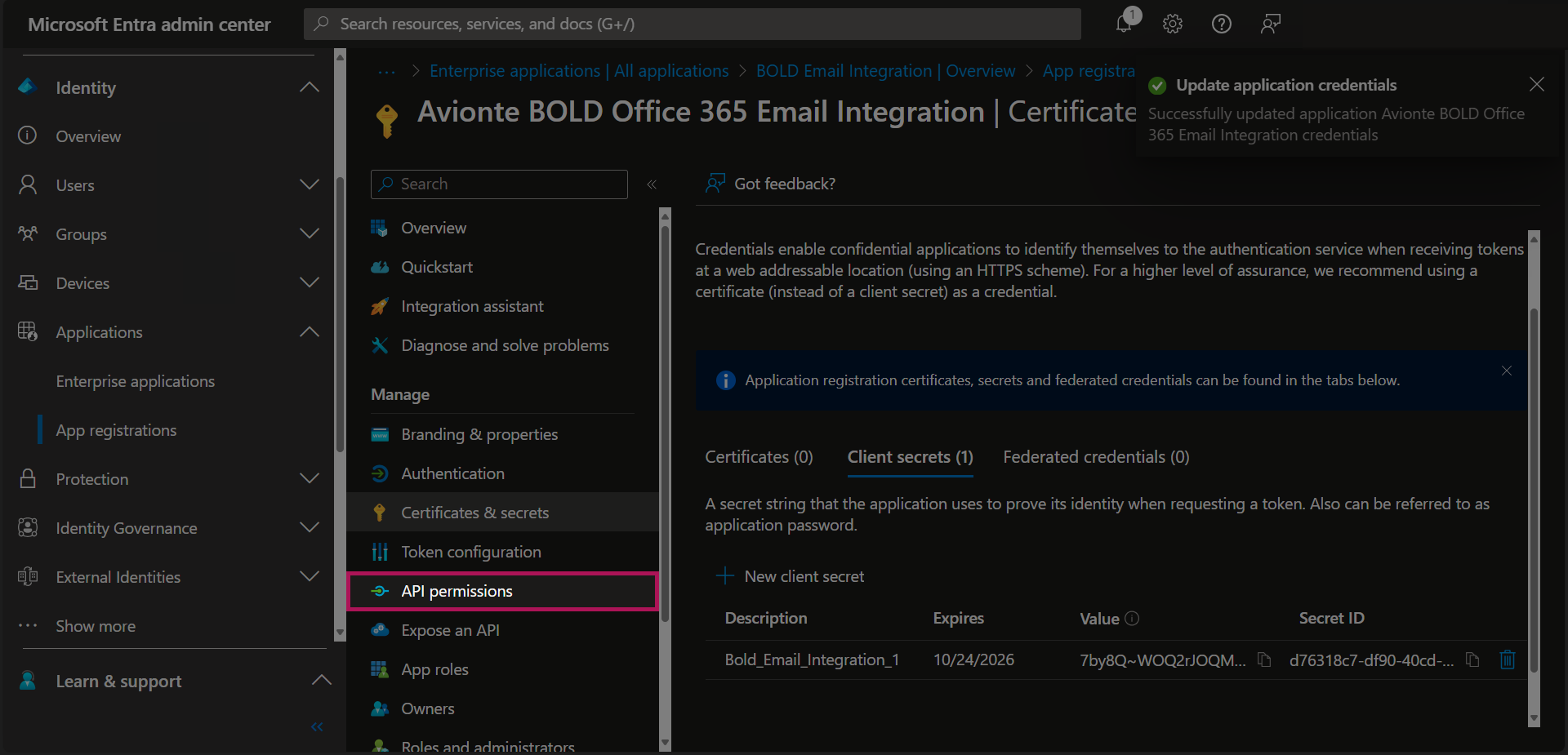 Entra - App Registrations - Bold Registration - Certifications & Secrets - Secret Added - API Permissions.png