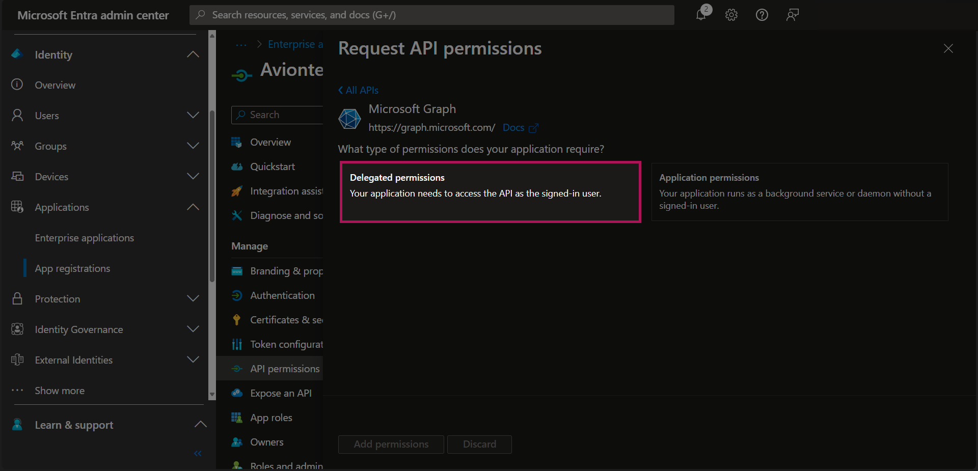 Entra - App Registrations - Bold Registration - API Permissions - Request API Permissions - MS Graph - Delegated Permissions.png