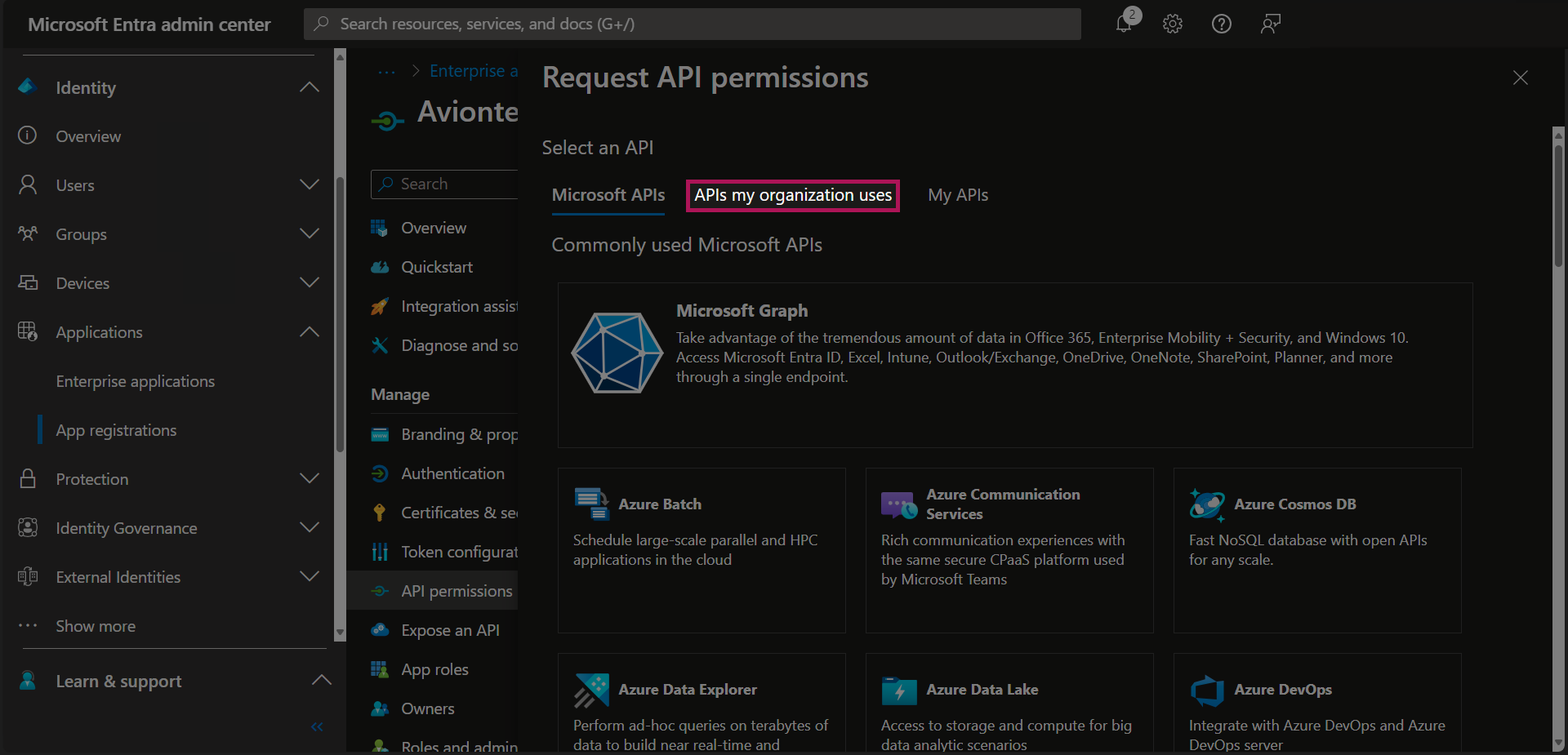 Entra - App Registrations - Bold Registration - API Permissions - Request API Permissions - APIs My Org Uses.png