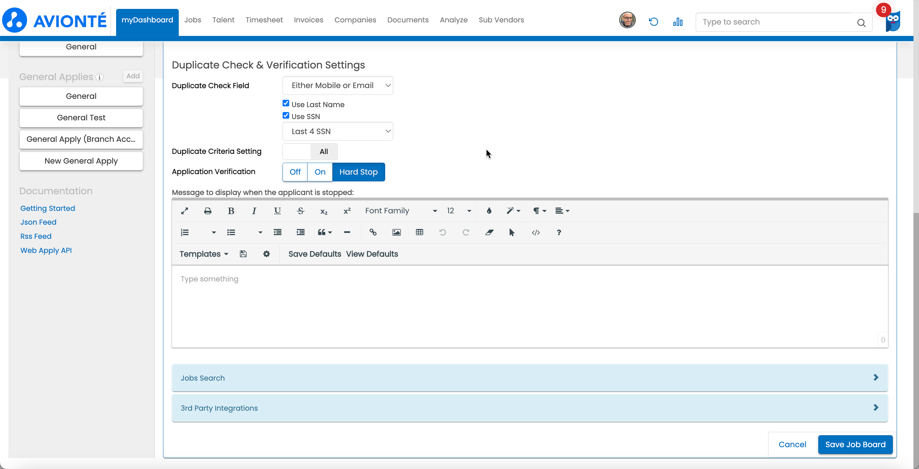 Duplicate Check and Verification Settings