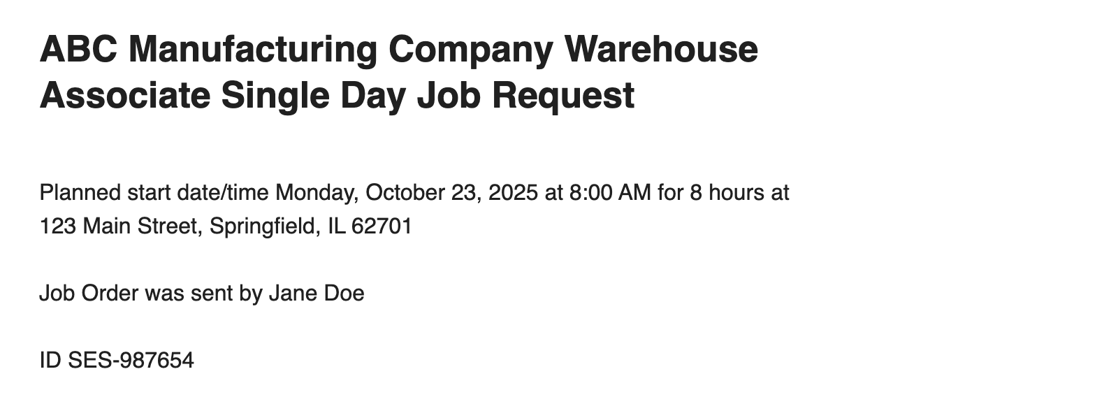 New Shift Notice email template