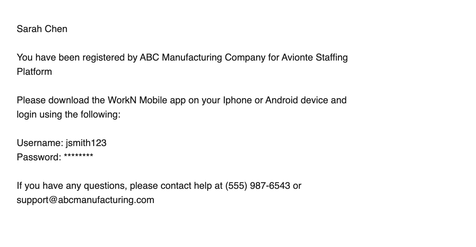 Employer Registration Confirmation email template
