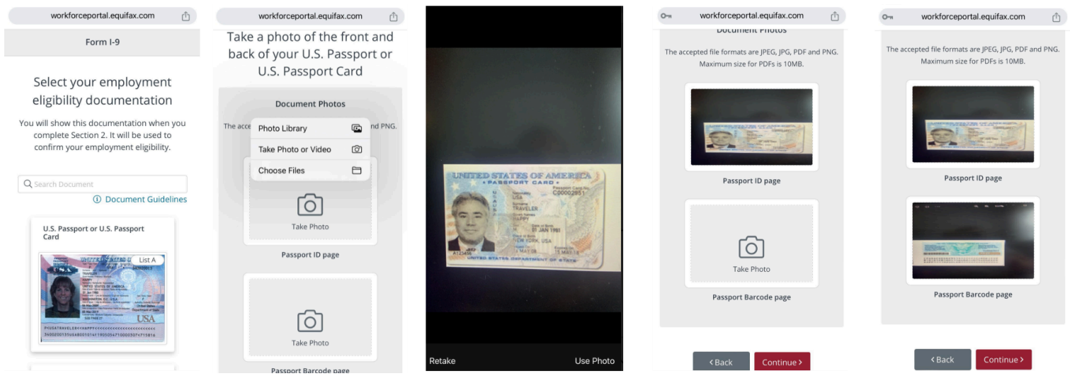 Mobile document upload experience