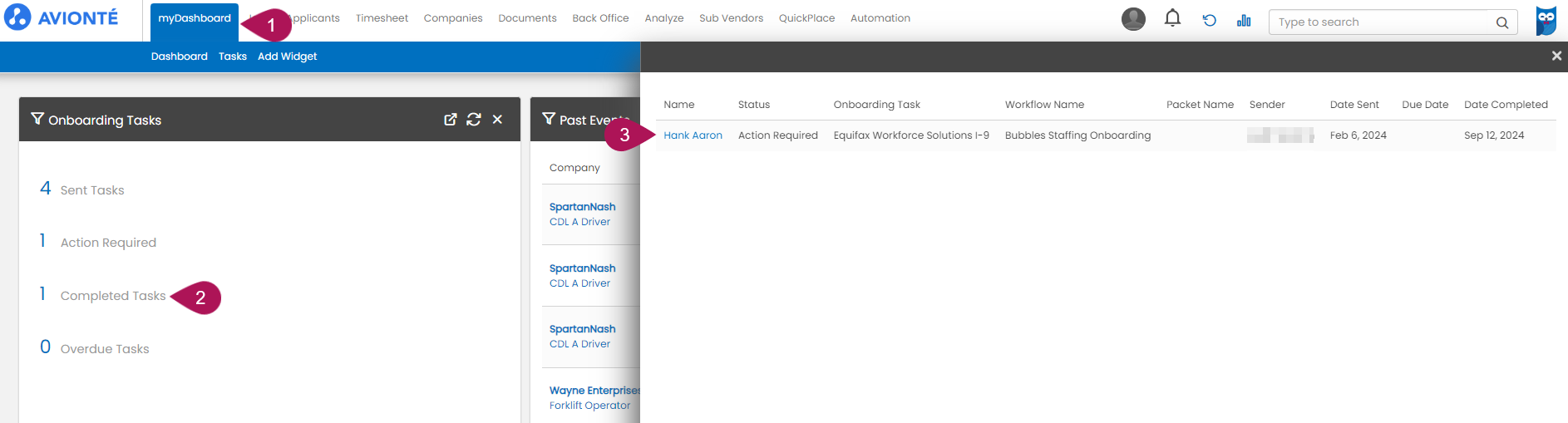 Onboarding Tasks widget with launch button