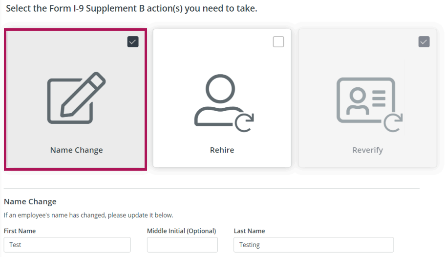 Name Change Supplement B screen