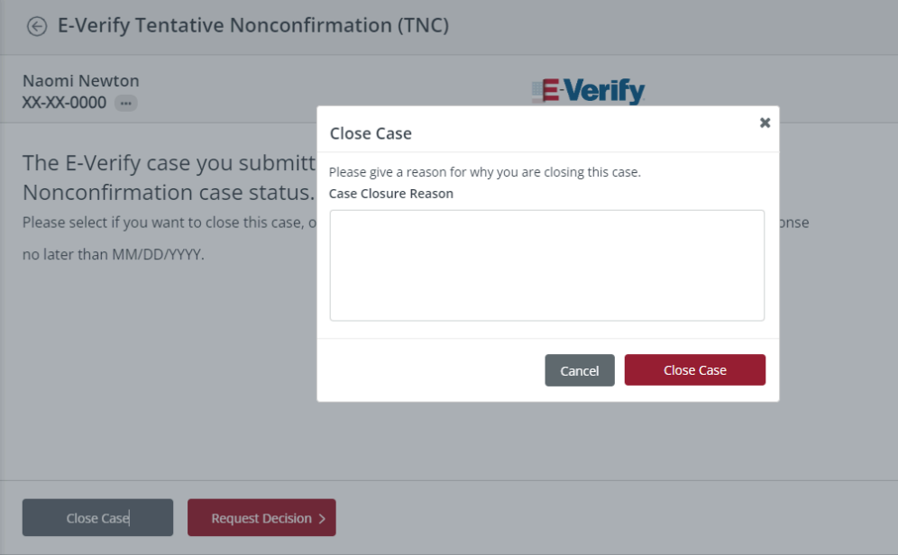 TNC case closure reason