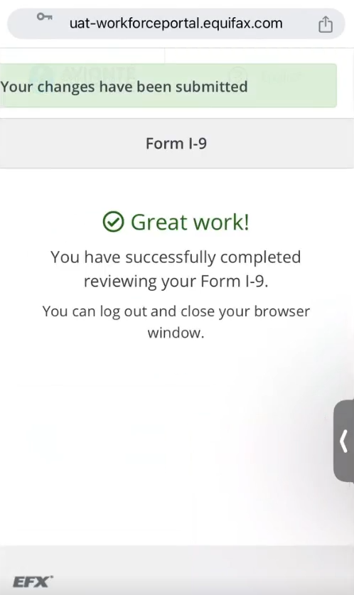 Submission confirmation screen