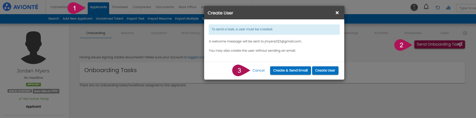 Create User workflow