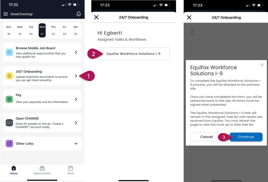 24/7 app I-9 task selection