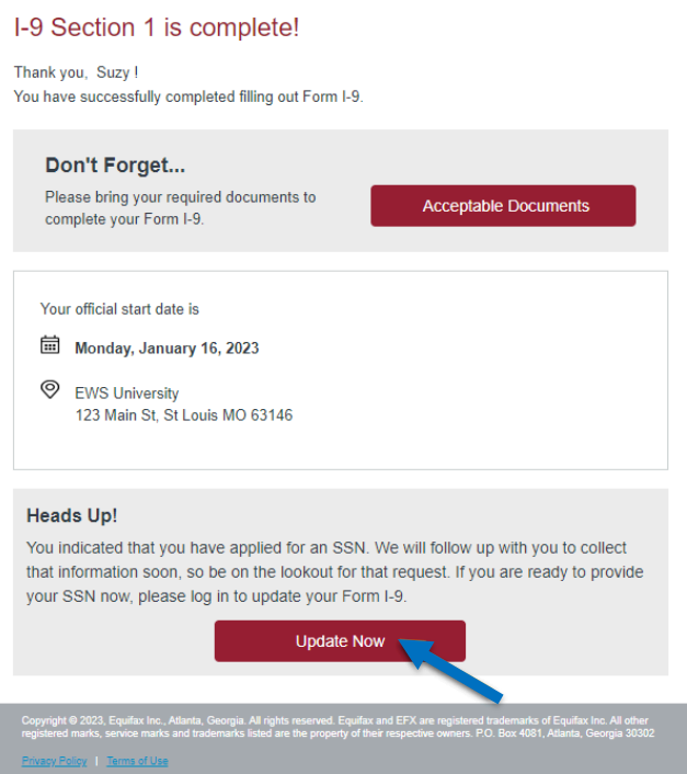 SSN Applied For option