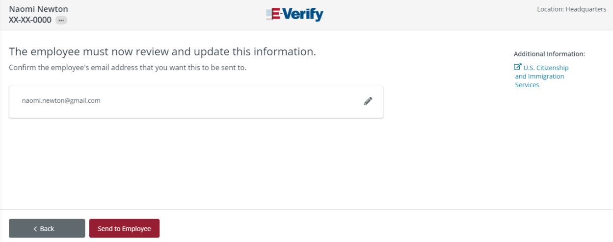 Email address review screen