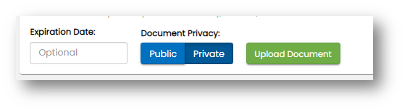 Company Documents tab showing expiration date field when uploading a document