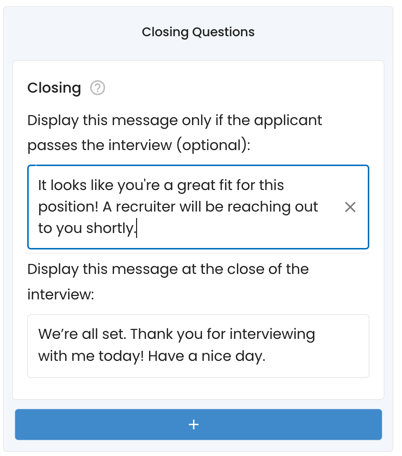 Closing question default text