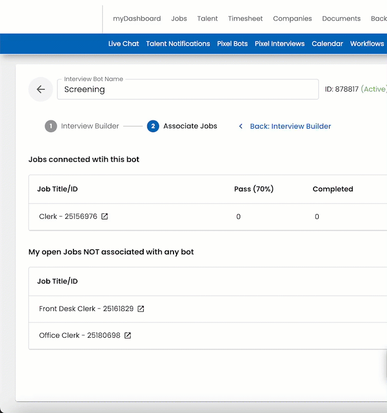 View Job Details popup