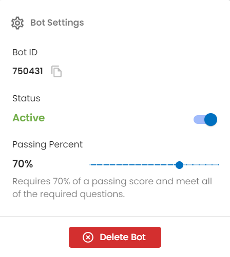 Bot Settings popup