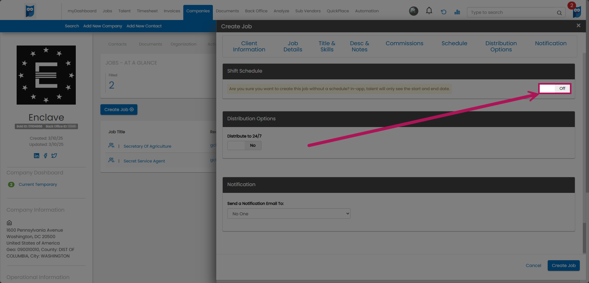 Bold - Companies - Company Profile - Jobs Tab - New Job Fly-Out - Schedule Section - Off - Toggle Highlighted.png