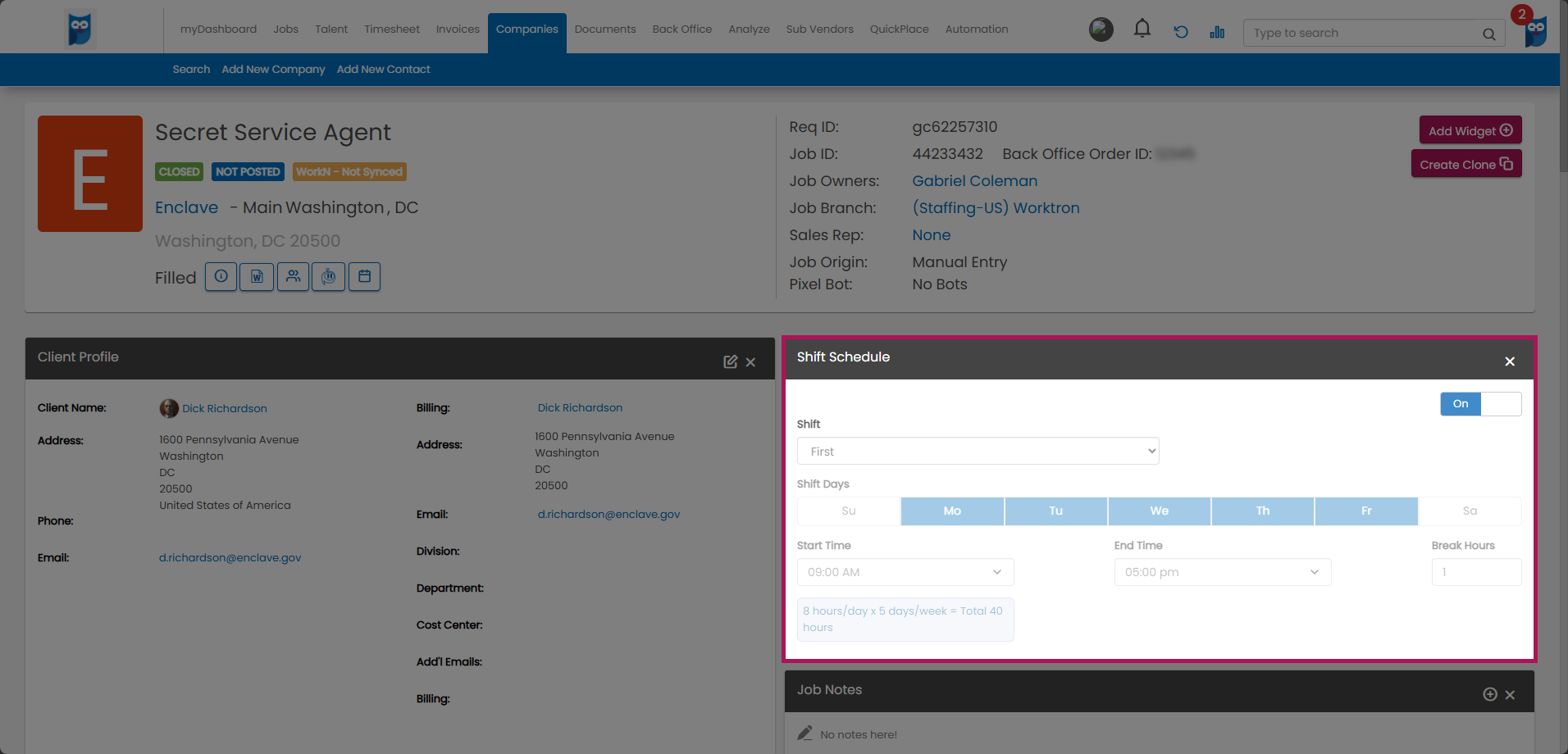 Bold - Jobs - Job Page - Shift Schedule Section Highlighted.png