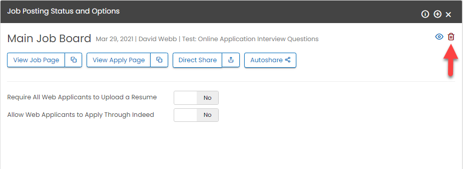 Remove job posting option