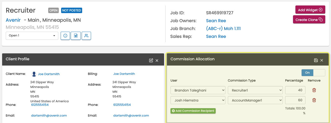 New Job with Commission Allocation widget.png