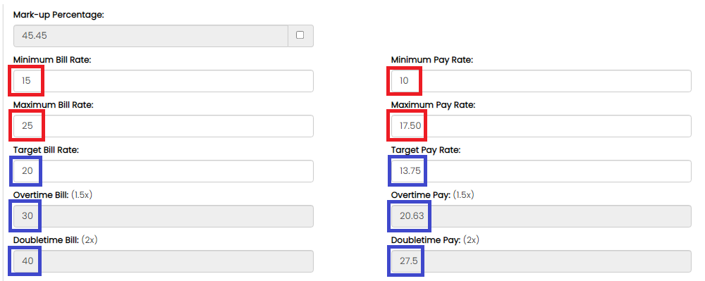 Mark-up percentage auto-update example