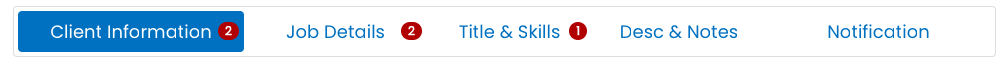 Required fields indicator on the Create Job flyout