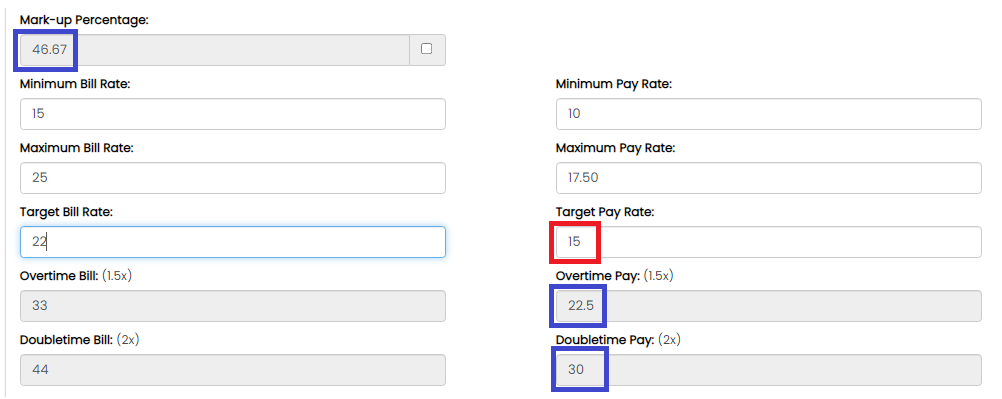 Target Pay Rate field