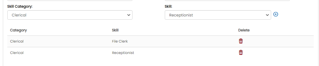 Adding skills to a job
