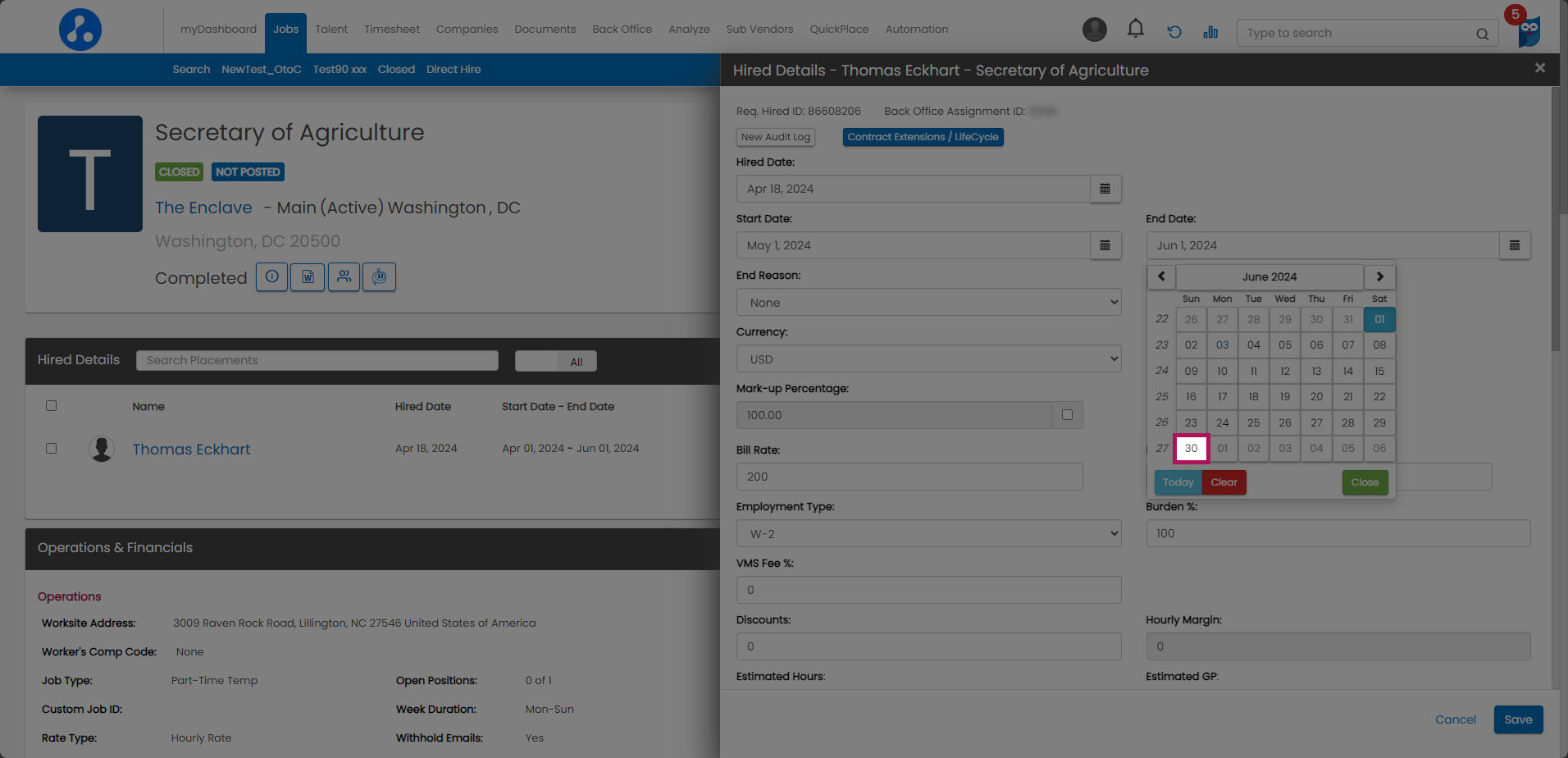 Bold - Job Details - Hired Details Fly-Out - Calendar Drop-Down - Extentsion Date Selected.png