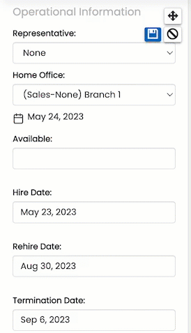 Click the save button in the Operational Information widget to save the changes.gif