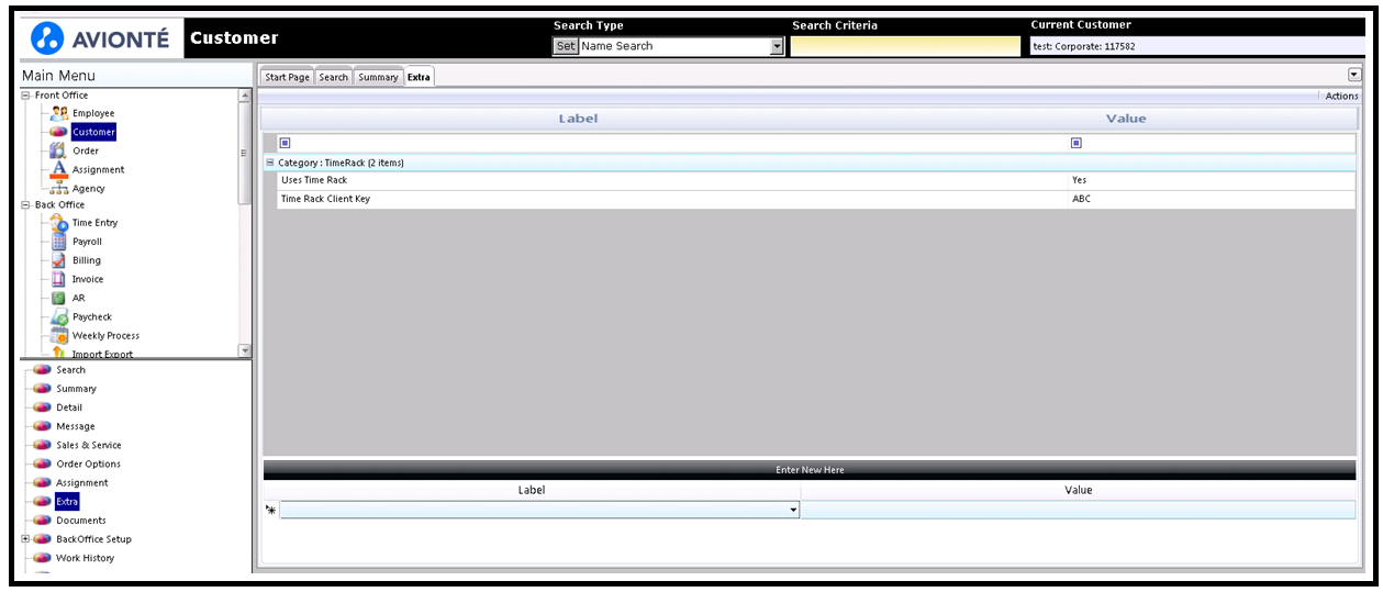 Customer Extra fields for Timerack