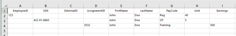 Time Entry Import column format