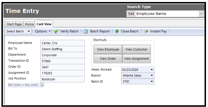 Summary tab in Card View Top Section