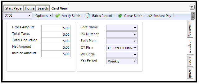Snapshot tab in Card View Top Section