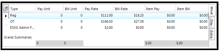 Week tab in Middle Section