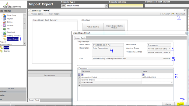Import Batch screen